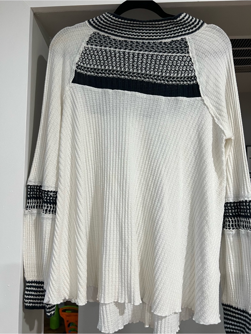 Free People Black and White Open-Knit Sweater Top